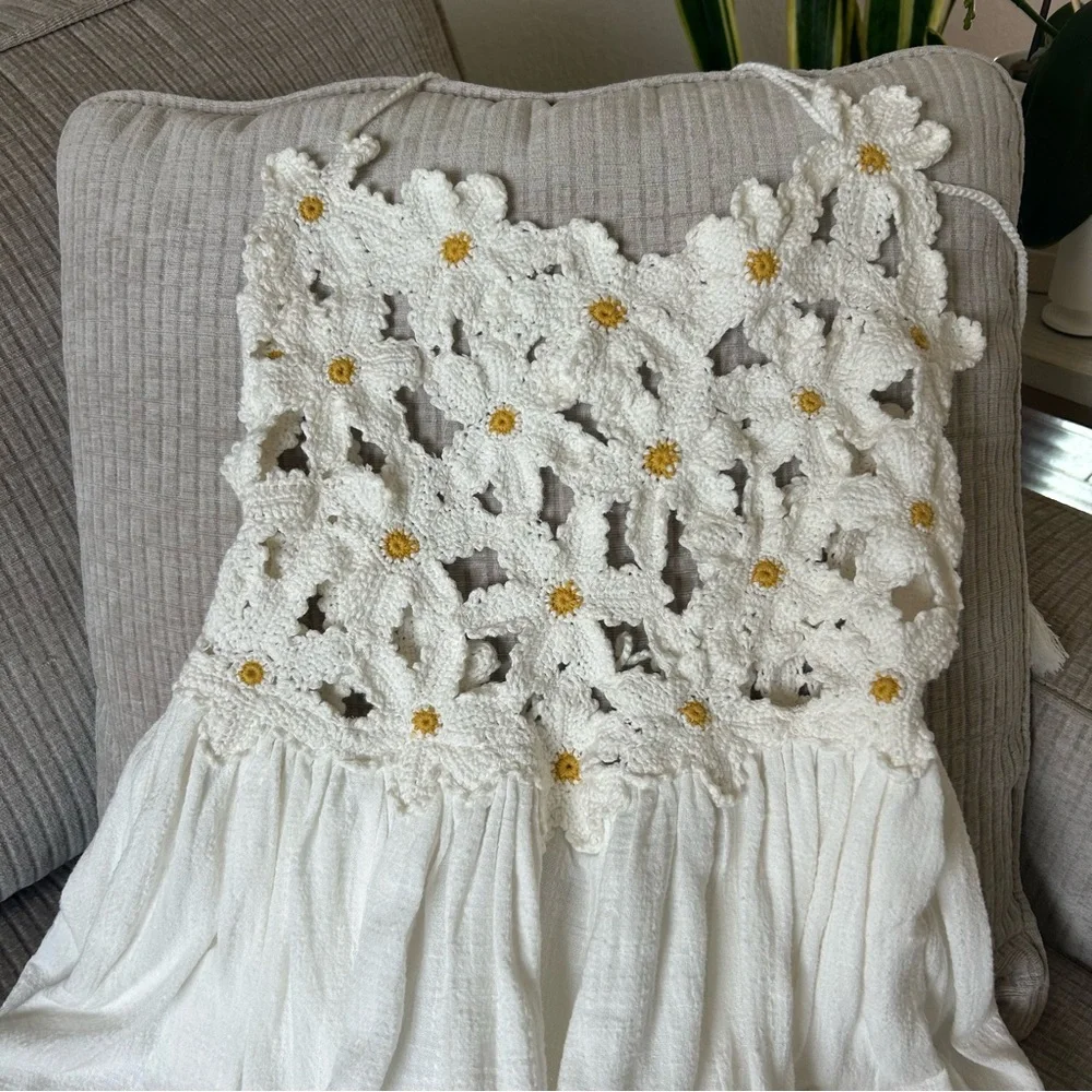 Free People White Crochet Bodice Maxi Dress - Picture 5 of 9